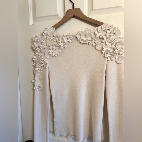 & Other Stories Floral Appliqué Wool & Cotton Long Sleeve Sweater Small - Picture 14 of 14